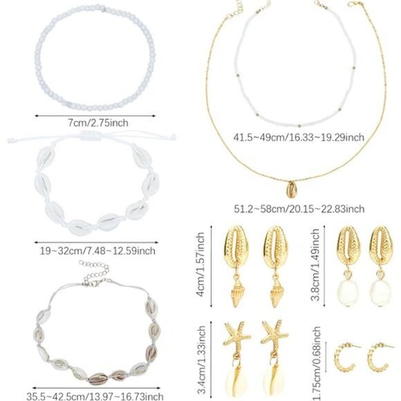 9 Piece Gold Jewelry Set for Women Fashion Costume Jewelry Gold Summer Chic - Picture 2 of 7